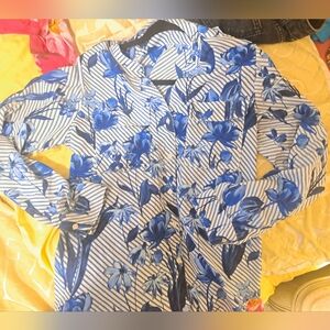 Blue Floral Striped Shirt